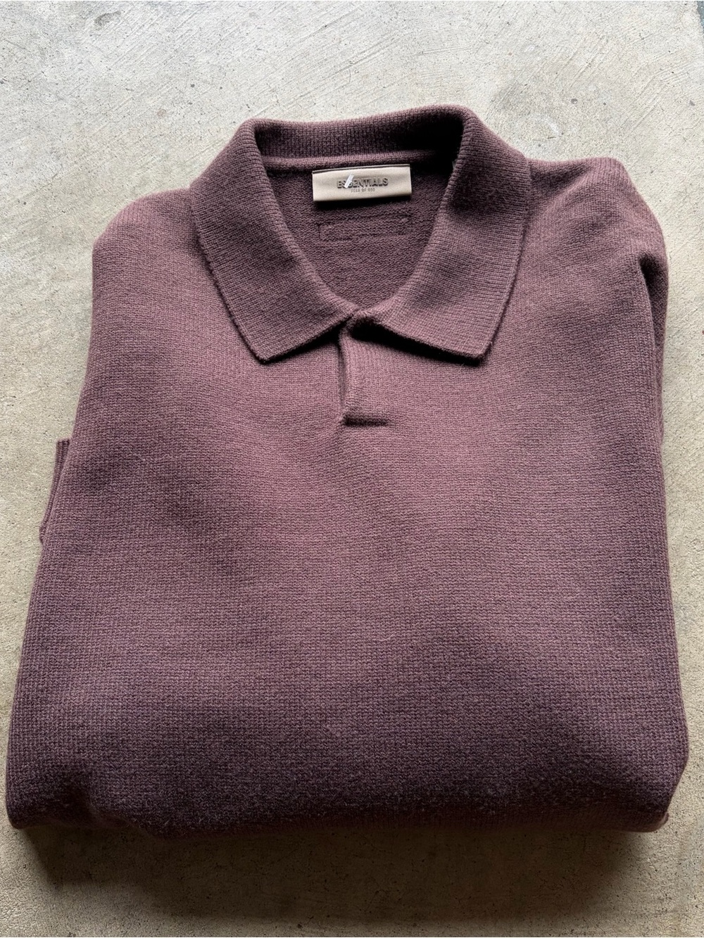 Fear of God Essentials Mens Long Sleeve Polo in Plum